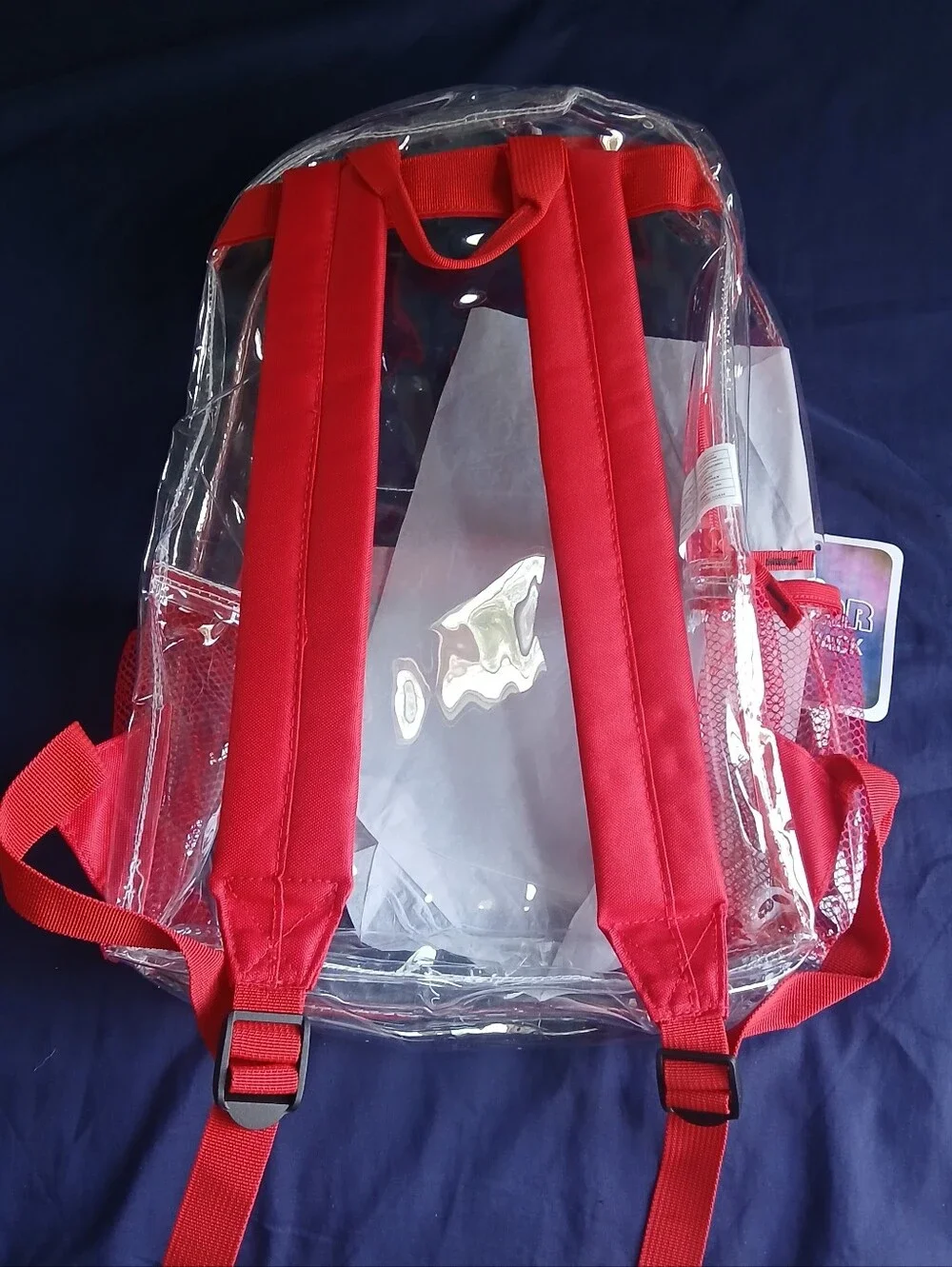 Clear Red PVC Backpack – Transparent School & Travel Bag